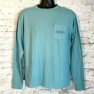 Vineyard Vines Men's Logo Martha Box Pocket Long Sleeve Shirt Sea Clay Green M